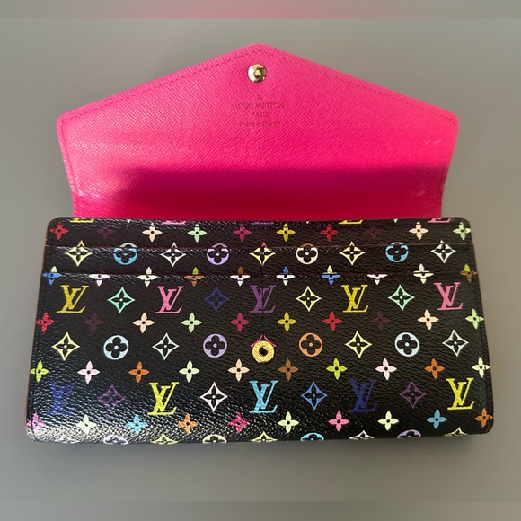 Louis Vuitton Takashi Murakami Sarah Wallet Black Multicolored - Picture 3 of 16